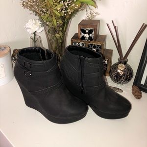 Women’s Black Bootie Wedges